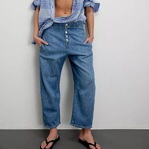 Free People Blue Wide Leg Jeans